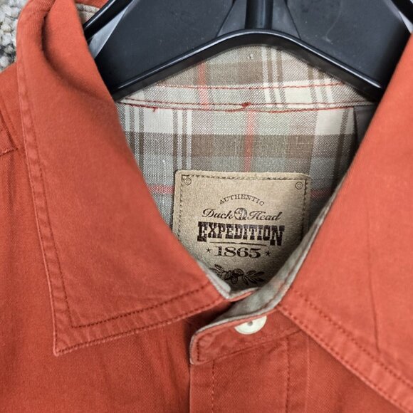 Duck Head Expedition Shirt Mens‎ Medium Orange Button Up Pockets Casual Cotton - Picture 6 of 8